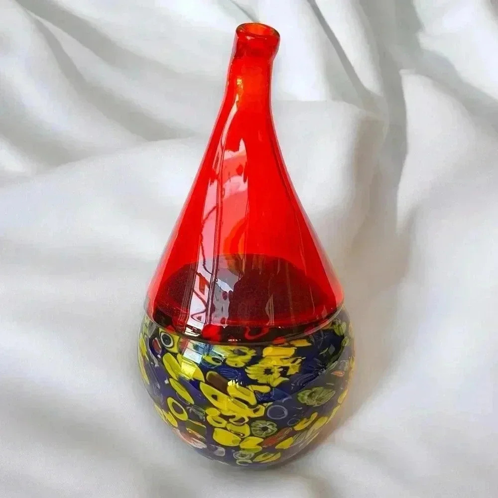 Vintage Murano Handblown Multicolored Bottom Heavy Decorative Vase